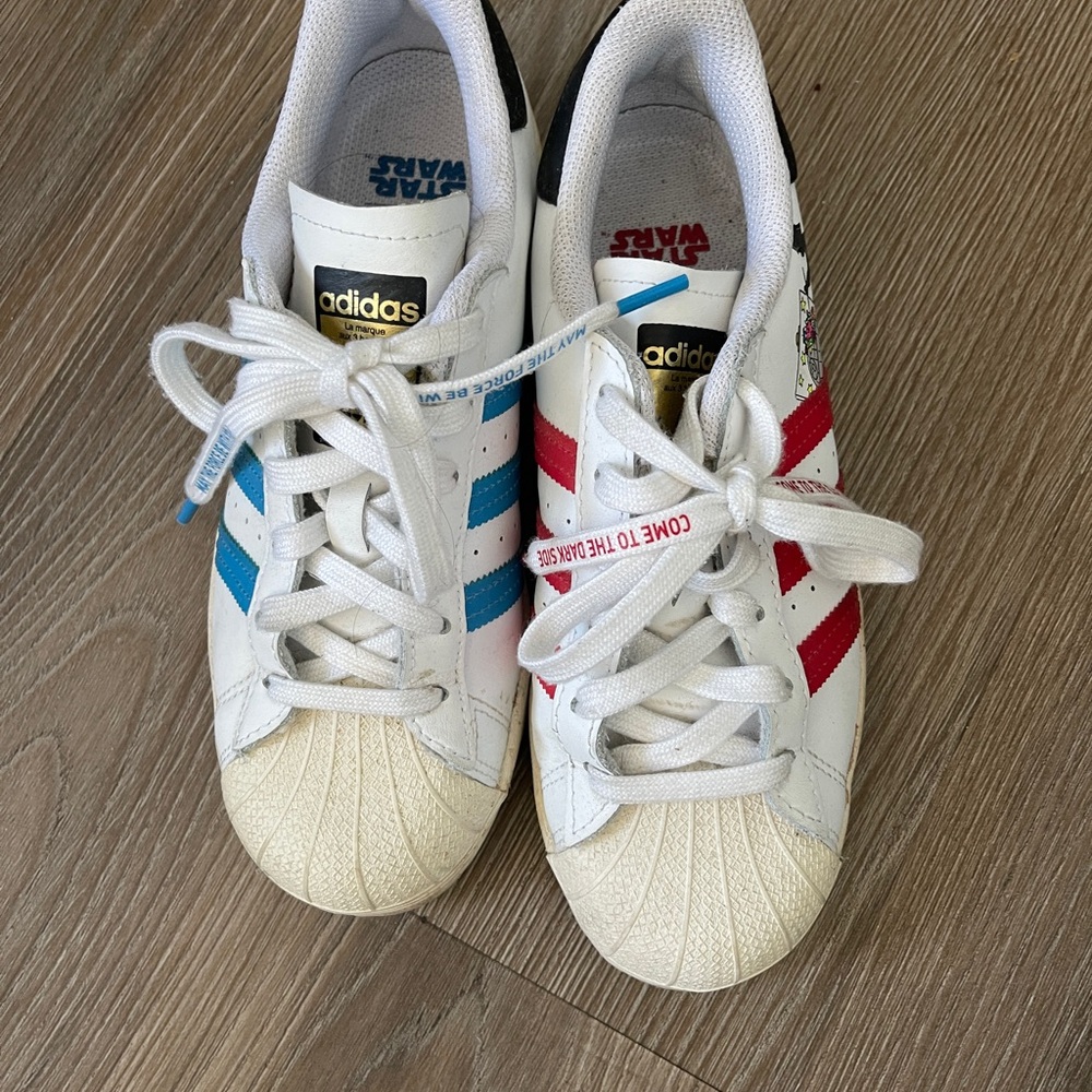 Adidas Kids Sneakers - White with Red and Blue Accents